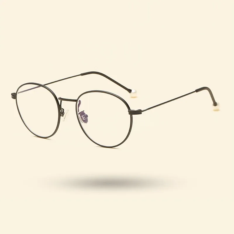 Оптовые- Новый металлический жемчужный круглый жемчужный очки кадров арт винтажные женщины очки компьютерные очки базовые очки для глаз