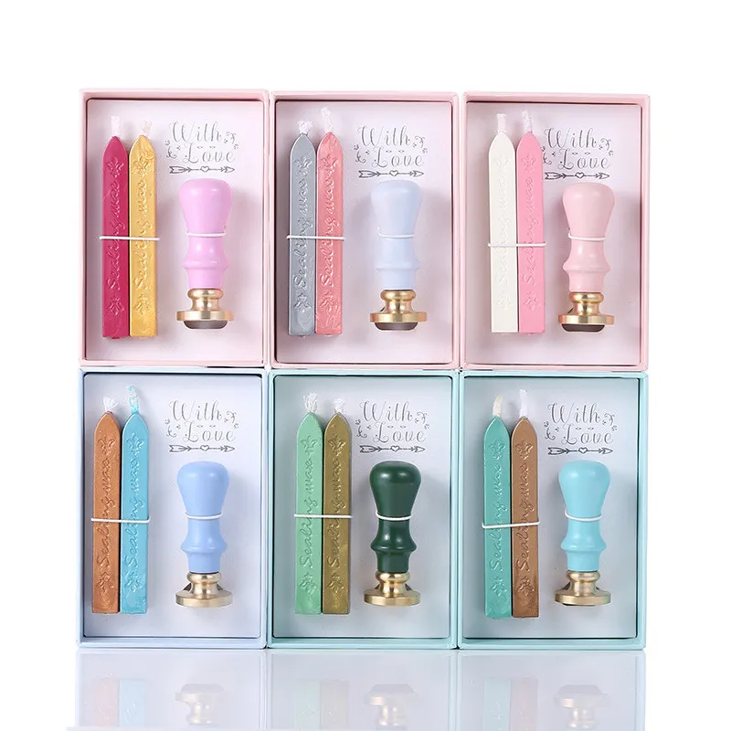 Wholesale European Retro Colorful Sealing Wax Kit With Wooden Handle Stamp  On Envelope And Fire Paint Seal Sets Creative Gift Idea From Eshop2019,  $9.25