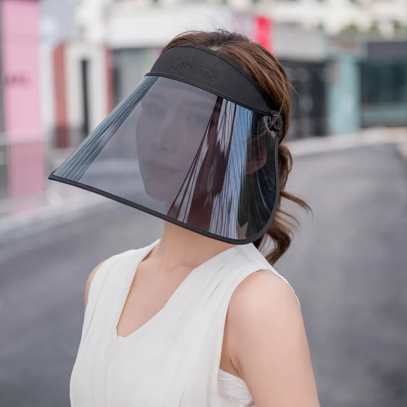 UV-vikbar ansikte solskyddsmedel Cap Protection Hat Shield med justerbar elastisk tejp Unisex Clear Visor Hat Wide Brim 20st / Lot