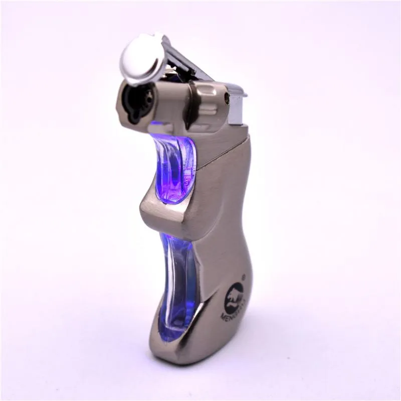 Mini LED Spray Gun Butane gas Jet Lighter Torch Turbo 1300 C Flated Windproof Metal cigarette Lighter for dry herb tobacco pipe dhl free