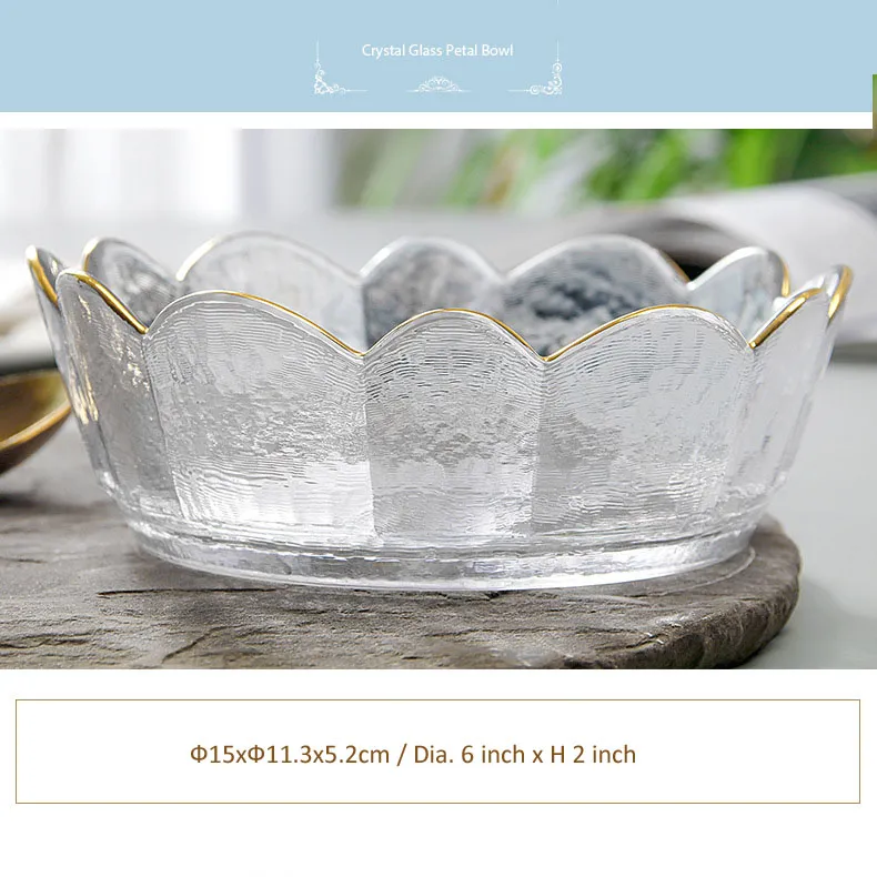 Beautiful Gold Rimmed Floral Shape Glass Salad Jimmy Kimmel Bowl
