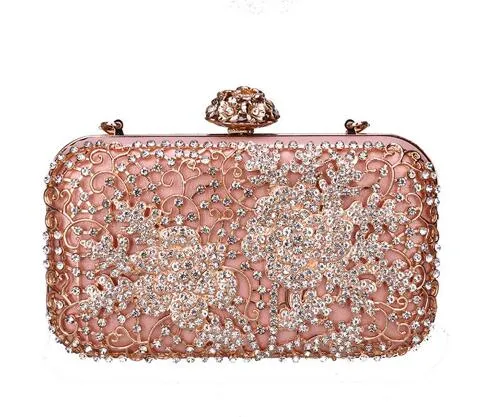 Bolso de noche de lujo con cristal de Sugao rosa, bolso de hombro ostentoso para fiesta, monedero, Boutique de diamantes, bolso de mano de boda dorado y plateado para mujer