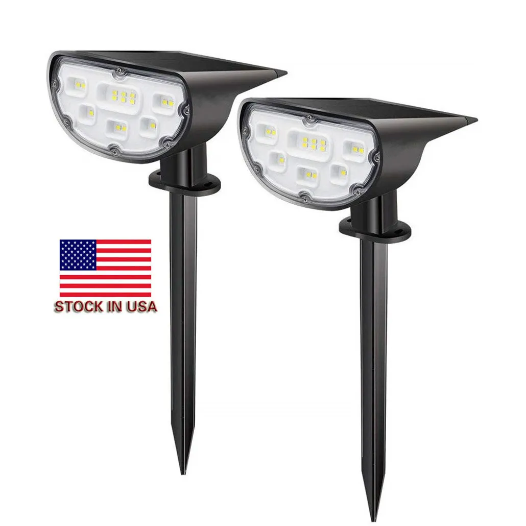 Stock aux États-Unis Lampes de voie solaires avec projecteur de passerelle à pointe 14led Petites lumières de jardin à LED à énergie solaire pour pelouse Patio Yard