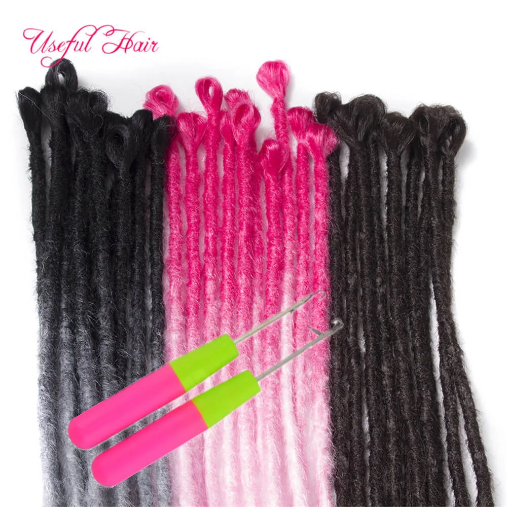 Hair Ribbons Fake dirty crochet hair braided African small dreadlocks color rope connected with gradient Headwear Synthetic Braiding Hair