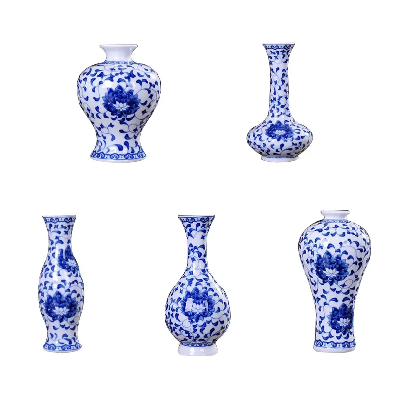 Traditionele Chinese blauwe witte porselein vaas keramische bloem vazen ​​vintage huis decoratie