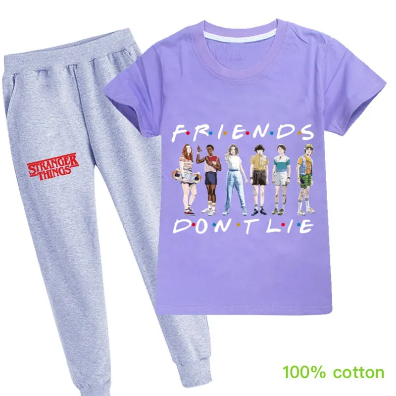 2 Pezzi Stranger Things Kids T Shirt Pantaloni Da 2 Pezzi In Cotone Traspirante Con La Manica Corta A Manica Corta Dont Lie Kids Abbigliamento Da 19 29 DHgate