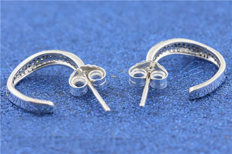 All'ingrosso-nuovi eleganti orecchini a onda per gioielli Pandora con scatola regalo orecchini da donna in argento sterling 925 con diamanti CZ originali