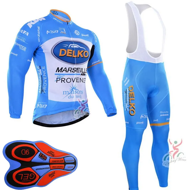 Delko team Cycling long Sleeves jersey bib pants sets Mens Quick Dry Ropa Ciclismo Mtb Clothes Racing Wear U82836