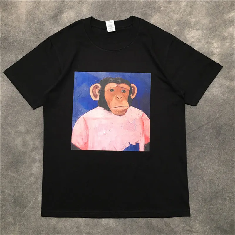 Moda Street Męska T Shirt 2020 Monkey Wzór Polo Pullover Krótki Rękaw T Shirts Mężczyźni Kobiety Pary Stylowa Wysokiej Jakości Tee