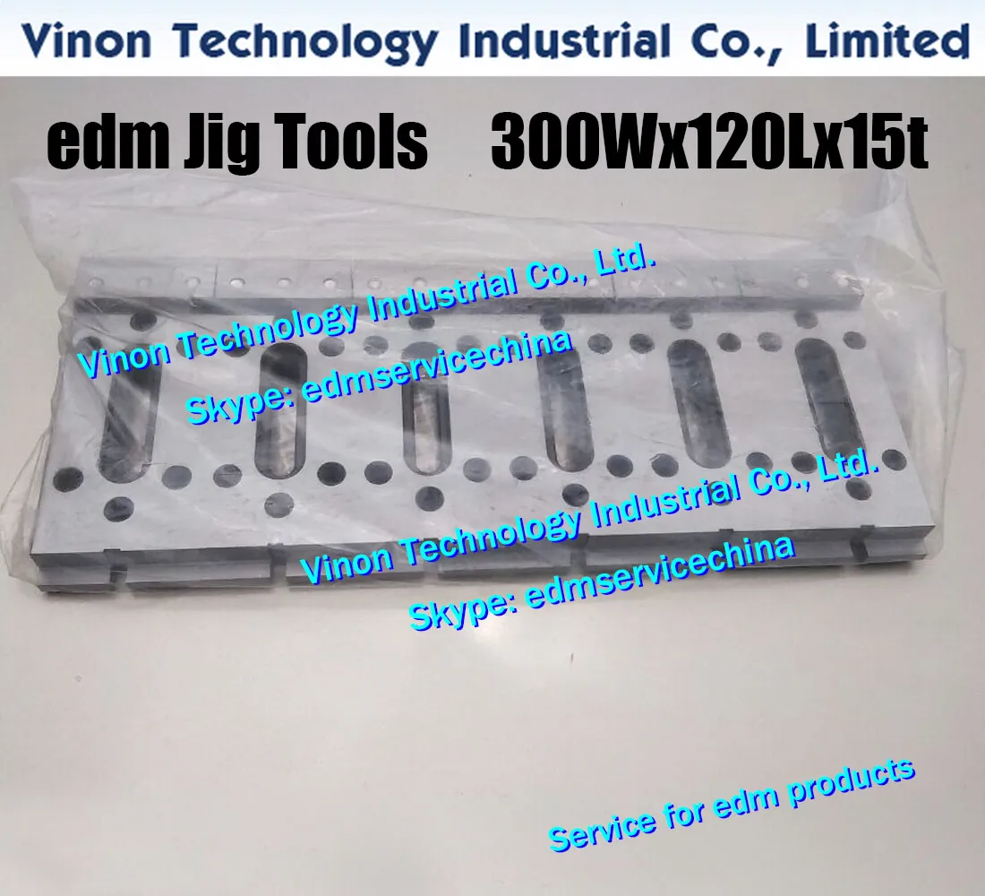 EDM JIG Araçları Parçaları 300WX120LX15TMM M8 Delikli (6 Gözler) Tel-Cut-EDM-Makinesi, Sıkma ve Tesviye Tel-EDM Fikstürü Tahtası Paslanmaz Jig-Tools, Çift Taraflı Sıkma