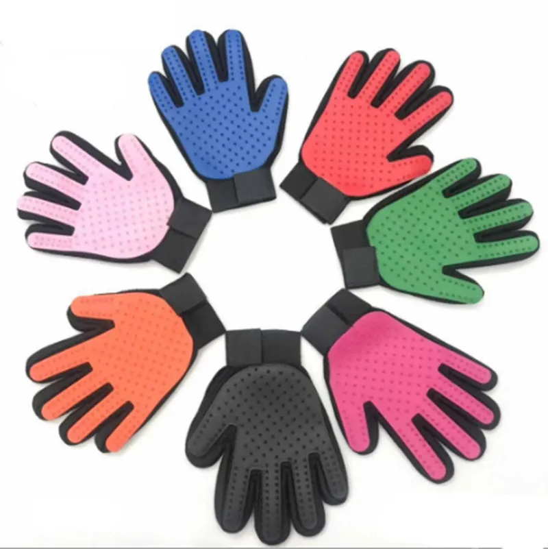 PET-kams Haarverwijderaar Handschoen Grooming Handschoenen Borstel Effectieve huisdieren Massagehandschoenen met verbeterde vijf vingerontwerp bont afwerpen