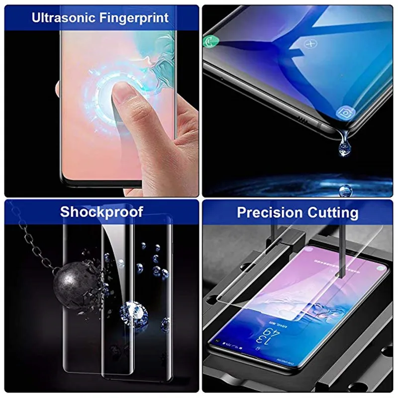 UV Full Adhesive Glue Screen Protector Tempered Glass For Samsung Galaxy S24 S23 S22 S21 Ultra S20 Plus S10 S8 S9 Note 20 10 With Retail Package