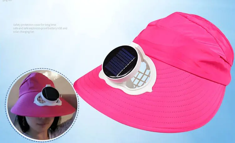 Solar USB Fan Hat cobrando Big vento Metade Hat Top Vazio Verão trabalho ao ar livre Ventilação Pesca Cooling Fan Cap Sun transporte livre proteção