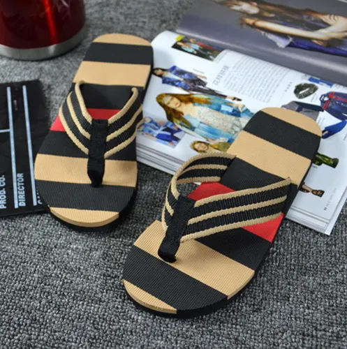 Hot Selling Fashion Men Summer Stripe Flip Flops Shoes Sandals Male Slipper Flip-flops EVA Mixed Colors Flat with Shoes 2019