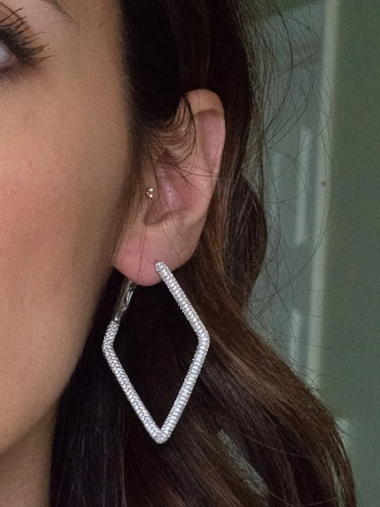 Luxury Original 925 Sterling silver Hoop earring Pave 5A Cubic Zircon Party Wedding Clip Ear Earrings for women Bridal Charm jewelry