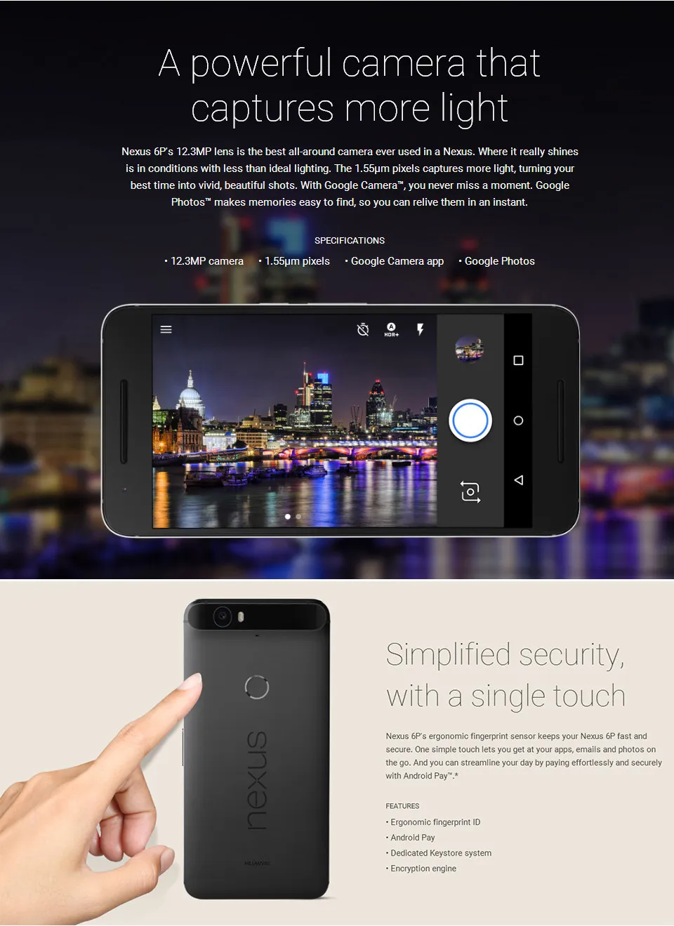 Original Huawei Nexus 6P 4G LTE Cell Phone 3GB RAM From