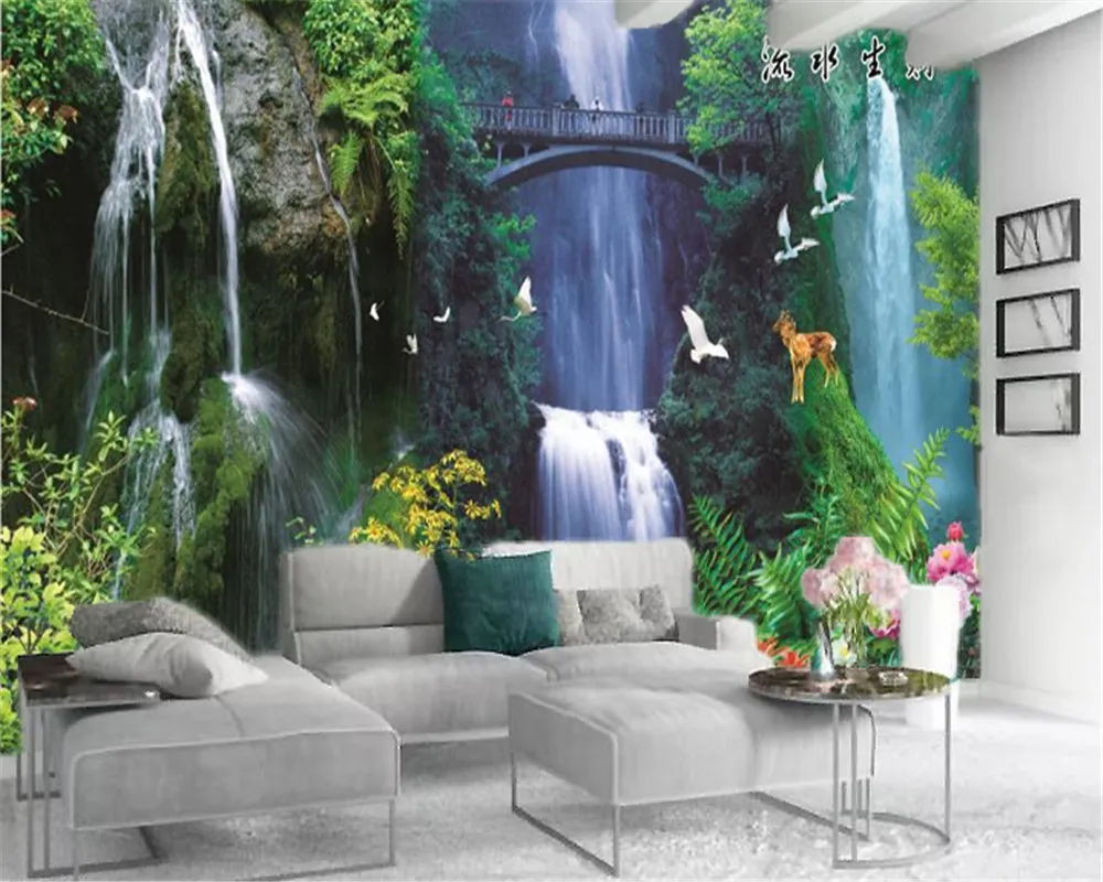 Personalizado 3D paisagem papel de parede fantasia alpine cachoeira wonderland personalizado bonito paisagem interior decoração interior papel de parede
