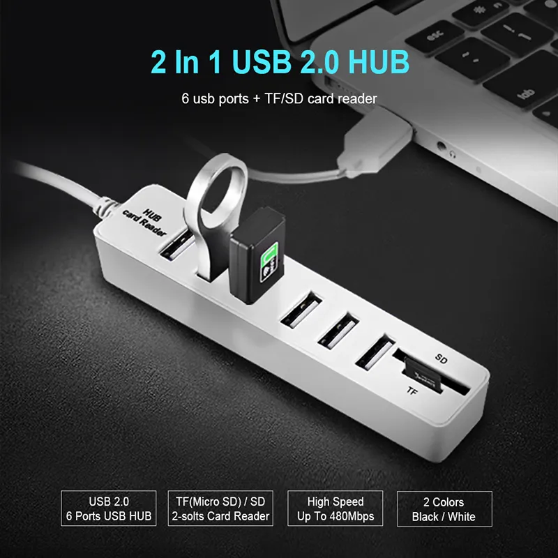 Hub3.0 USB2.0 Hub متعدد USB الفاصل HUB2.0 HAB SD TF قارئ بطاقة متعددة لاستخدام الكمبيوتر المحمول الكمبيوتر