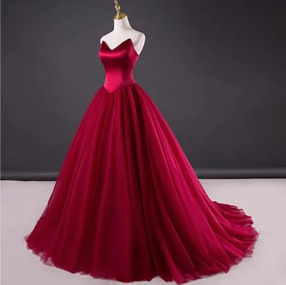 Simple Vintage Dark Red Gothic Wedding Dresses Corset Back Satin Tulle Women Vintage Non White Bridal gowns With Color Custom Made243P