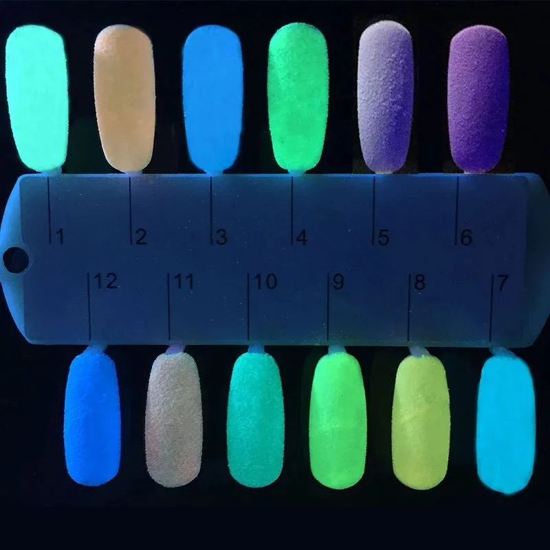 Set Of Neon Florescent Glow In The Dark Opal Acrylic Nail Puffs With Acne  And Crystal Sculpture From Yoochoice, $1.8