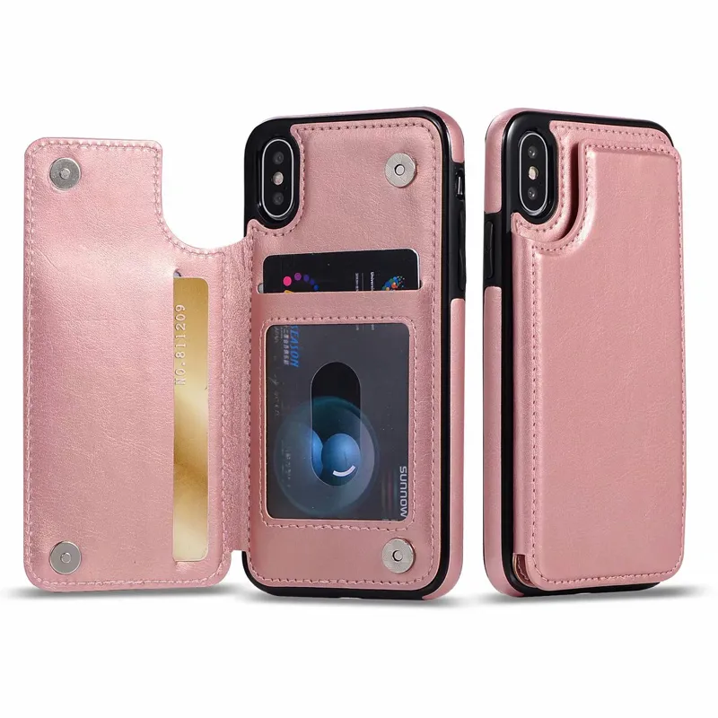 Étui en cuir PU rétro avec porte-cartes multiples, étui de téléphone pour iphone 14 13 12 11Pro Max XS XR 8 7 6S Plus