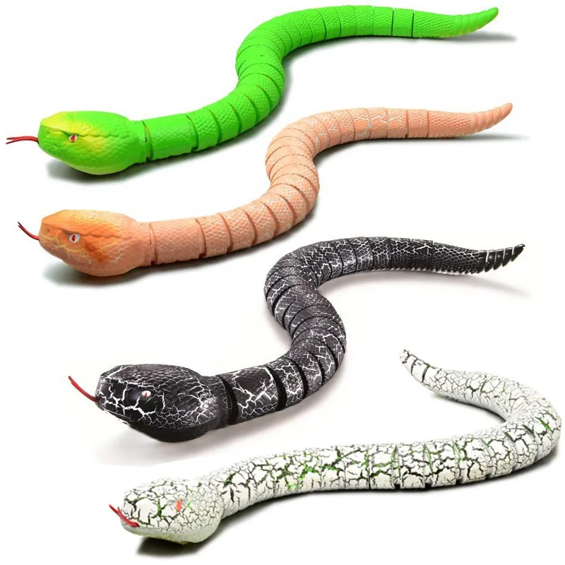 Serpiente de control remoto recargable de simulación RC serpiente juguete  de 17 pulgadas de largo falso cobra animal truco aterrador juguete para