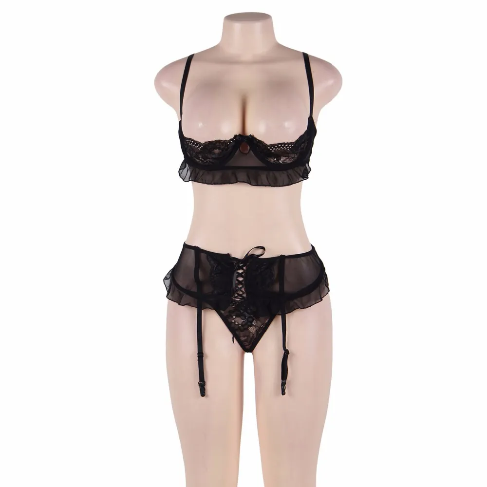 Plus Size Erotic Lingerie For Women Lace Open Bra Crotchless Sleepwear Sexy  Underwear Set See Through Bra Lingerie Set 5xl