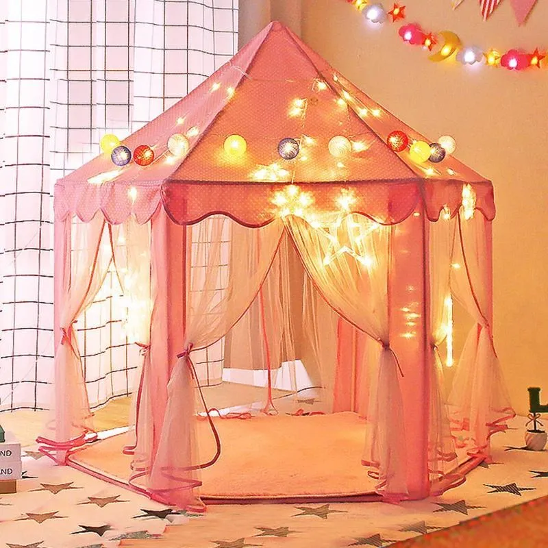 Cute Hexagon Playhouse Girls Princess Castle Children Indoor Play Tent Baby Ball Pool Tipi Tent Kids Toys