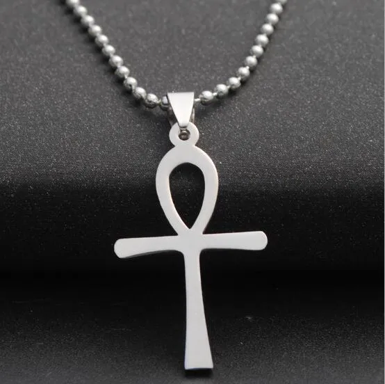 Retro oude Egyptische hanger kettingen titanium staal religieuze Ankh kruisketting voor vrouwen mannen symbool van leven sieraden