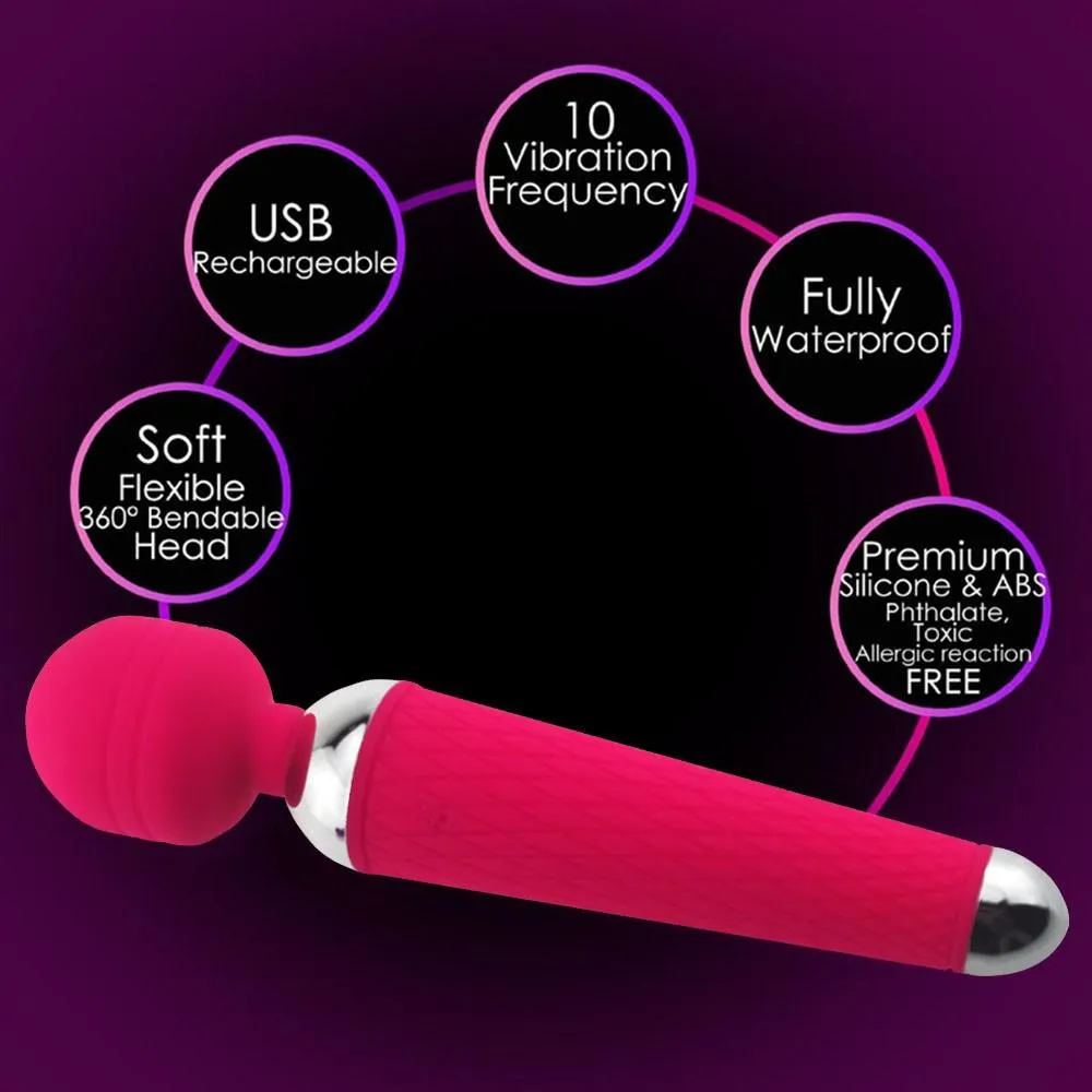 Vuxen sexleksaker för kvinna USB Uppladdningsbar oral clit vibratorer för kvinnor Magic Wand Vibrator G-Spot Massager 02