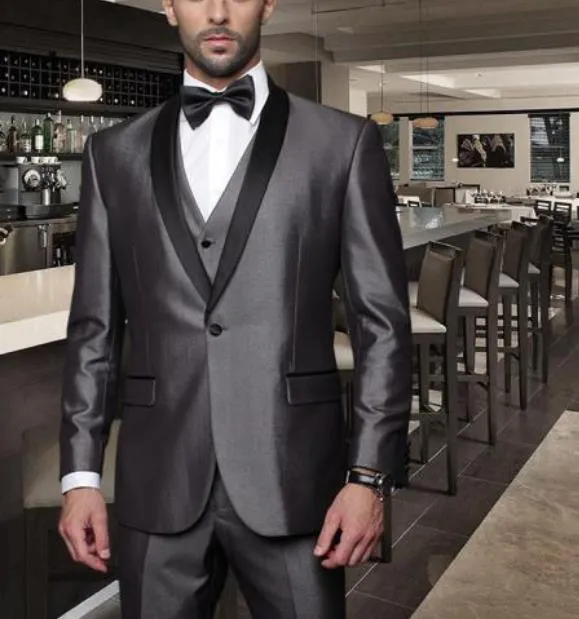 Traje gris brilloso para hombre deals