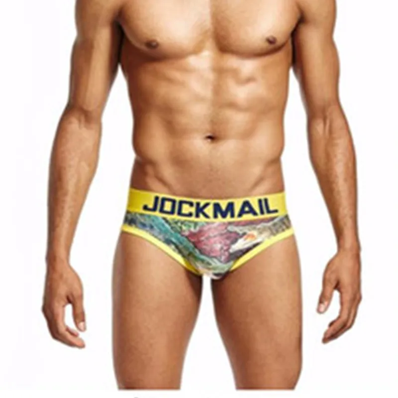 Jockmailブランドプリントメンズ下着ブリーフセクシーな男性ビキニパンティーCalzoncillos HombreスリップCuecas Calcinha Gay Underwear緩い