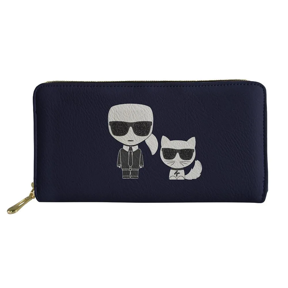 여자 Pu 지갑 지갑 Karl Lagerfelds Pattern Girls Long Wallets kawaii 동물 여성 패션 동전 주머니 가방