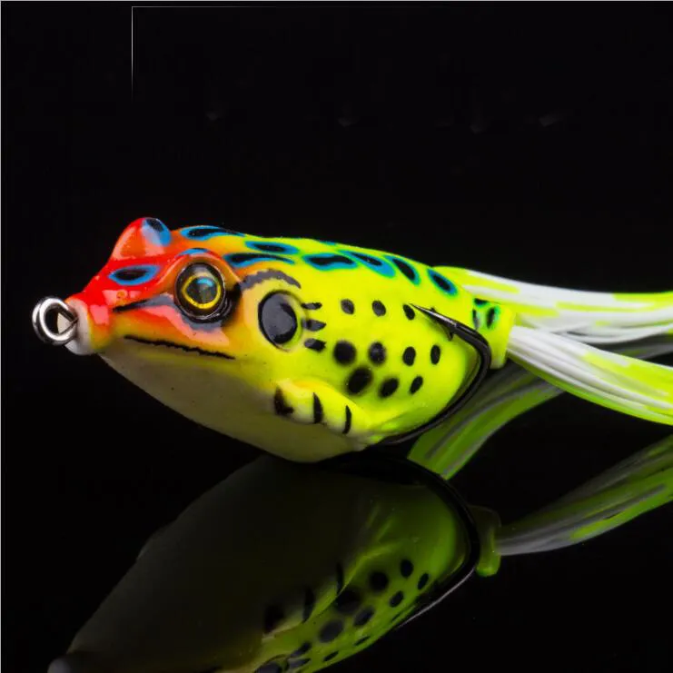 5 Esche Galleggianti A Rana In Gomma 5,5cm/13g Con Lama Metallica: Pesca Al Bass E Luccio