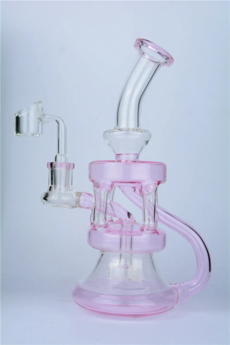 Narghilè rosa bong Dab rig Glass Water Pipe riciclatore oil rig 14mm femmina gorgogliatore inebriante percolatore per accessori per fumatori tocchi