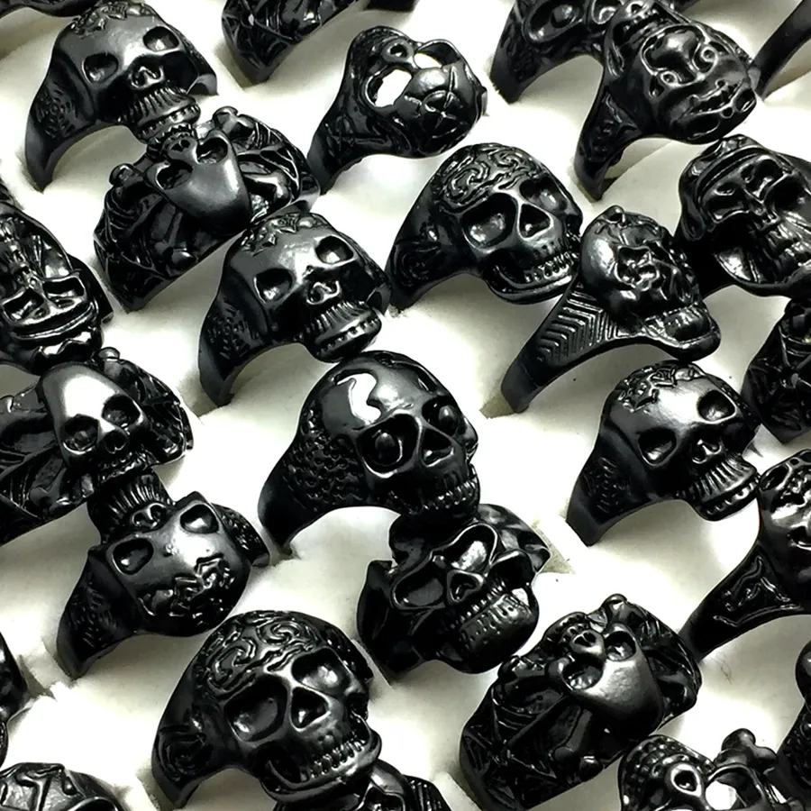 Anello Uomo Caiduoduo In Acciaio Di Tungsteno - Teschio Grim Reaper Stile Punk Hip Hop - Regalo In Scatola Gioielli