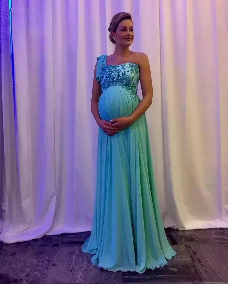 Bonitos Vestidos De Noche De Maternidad De Un Hombro Vestidos De Fiesta  Formales Elegantes Apliques De Cristal Con Cuentas Vestido De Fiesta Mujeres  Embarazadas Ocasión Especial De 78,67 €