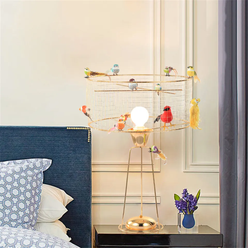 安いアウトレット モール ポストモダンなledメタルテーブルランプリビングルームベッドルームベッドサイドledデスクランプゴールドワイヤー鳥ケージ スタディ装飾テーブルライト照明 アウトレット口コミ Jurisite Com Br