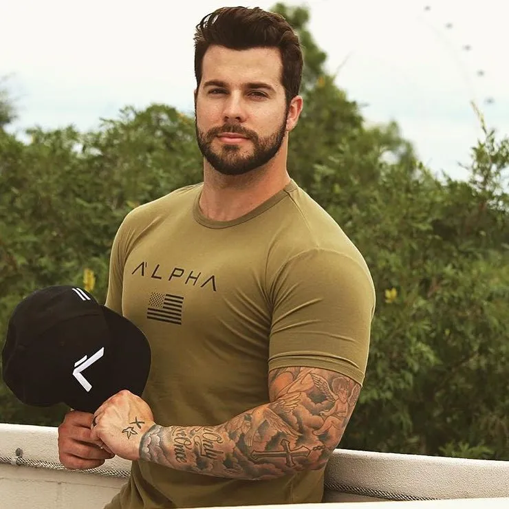 Spring Summer Men's Sports Fitness Training Elastic Short Sleeve T-shirt Crew Neck Breathable Casual Cotton Running T Shirt For Men