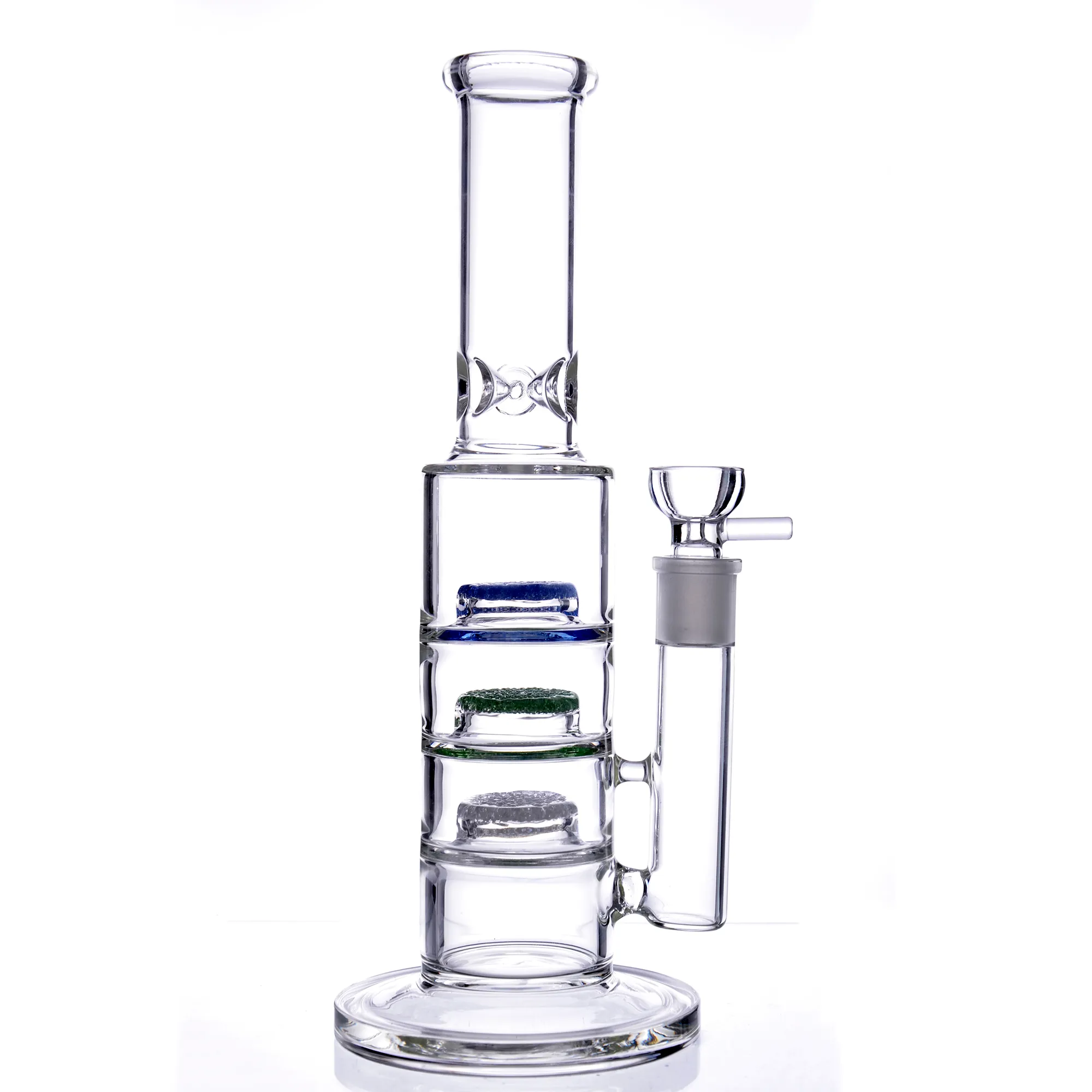 Trois couches Honrycomb Hookahs Brûleur à mazout Dip Rigs Bongs à eau en verre avec bol de 14 mm pour fumer