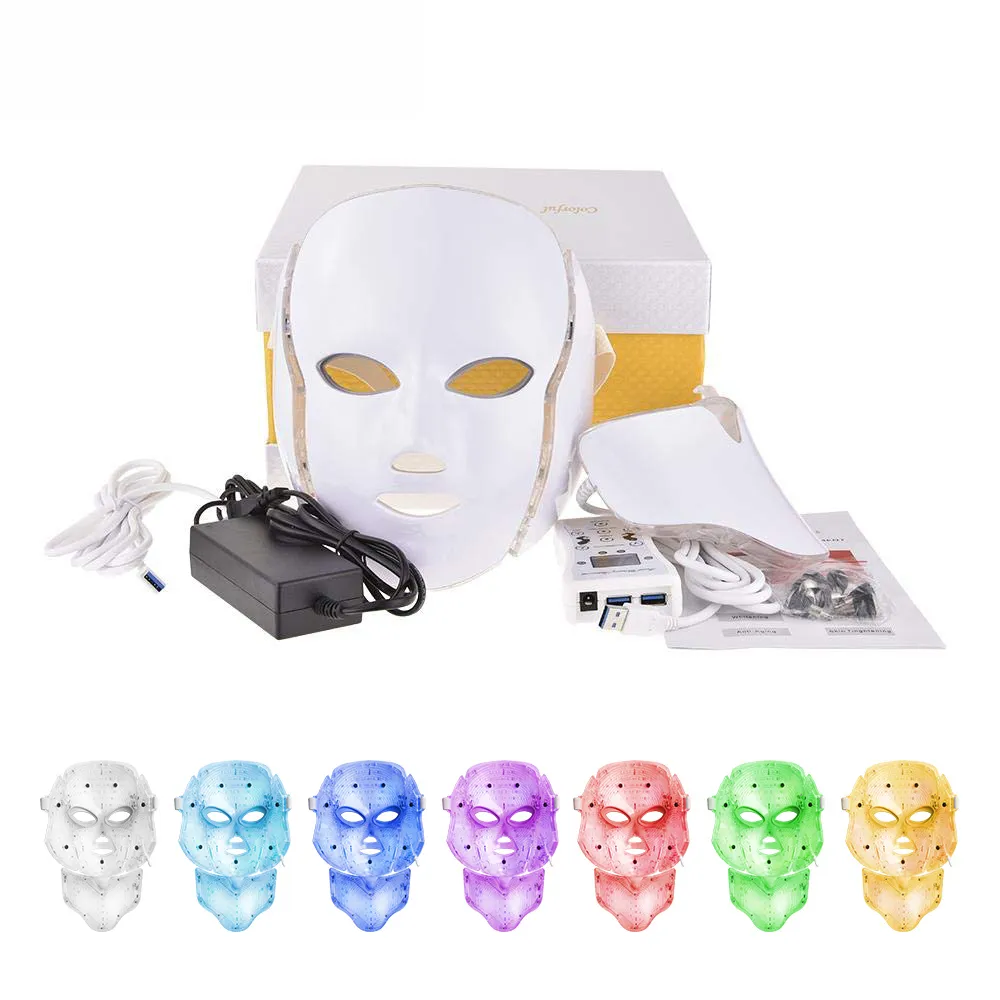 LED FACIAL MASK 3/7 Färg LED Photon Facial Mask Wrinkle Acne Removal Face Hud Föryngring Ansiktsmassage Skönhetsmask