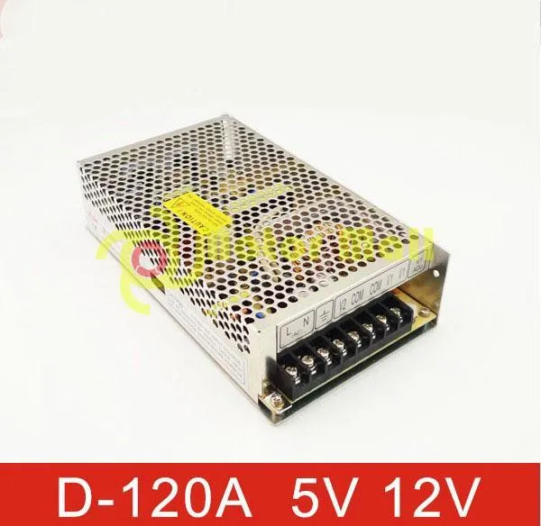 Freeshipping D-120A 126 W Doppia tensione di uscita 5 V / 12 A, Alimentatore switching 12 V / 5 A Approvato CE e ROHS