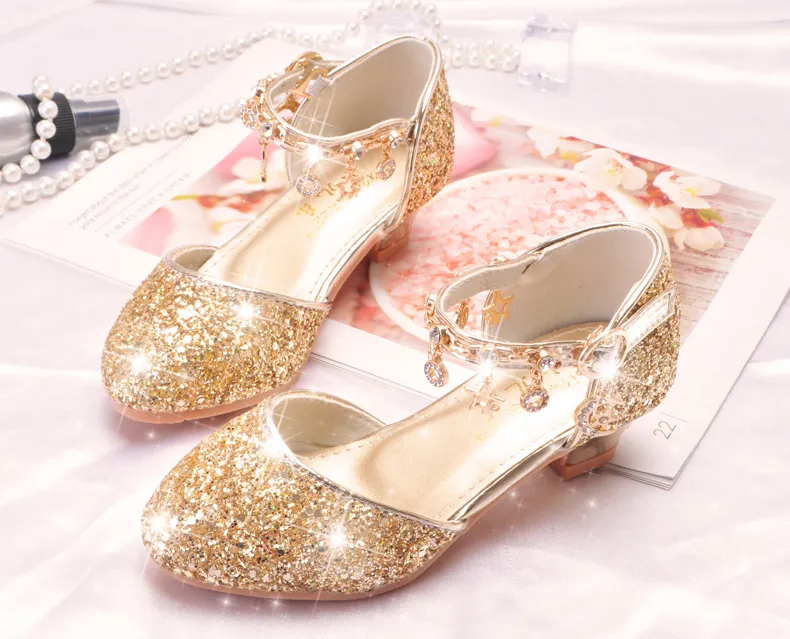 Belle scarpe da bambina argento oro rosa fiore Scarpe per bambini Scarpe da sposa per ragazza Accessori per bambini TAGLIA 26-37 S3211951