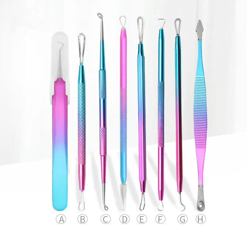 1pcs colorful Acne Tweezer Comedo Removal Pimple Needle Blackhead Remover Extractor Black Head Comedone face cleaning Tool