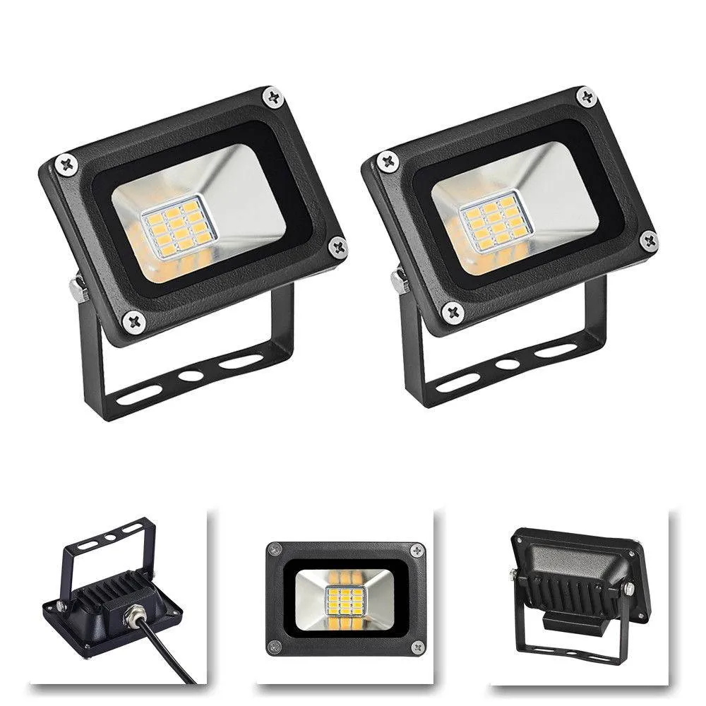 Floodlights Lights 2pcs 10W LED Flood Light Warm White 12V för utomhusbelysning