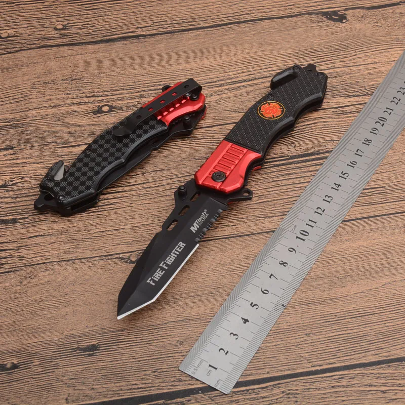 Toptan Marka MTech Bıçaklar 440C Blade Kamp Katlama Pocket Knife Bahar Taktik Bıçak Açık Survival Dişli Yarım tırtıklı Yardımlı