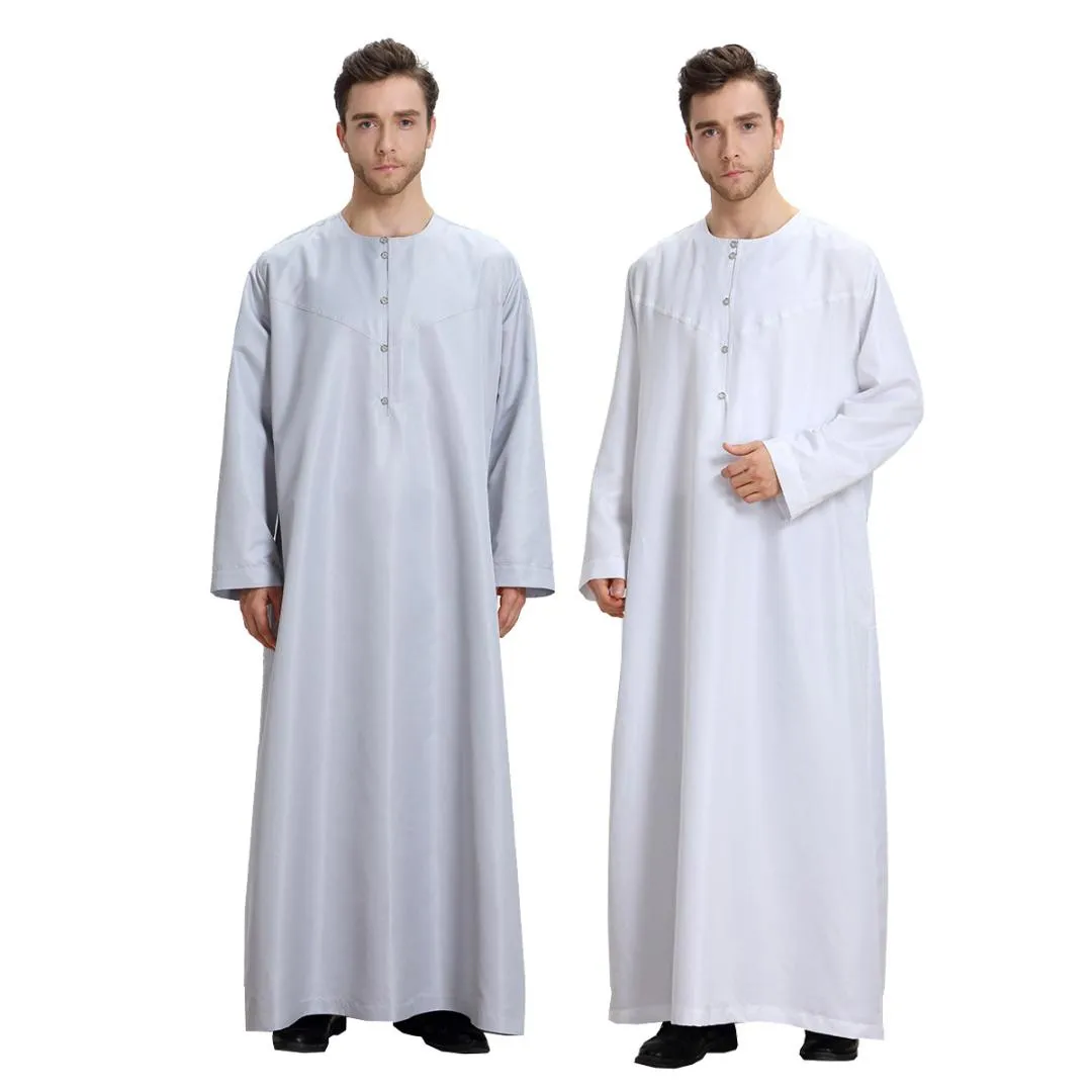 Мужчины с длинным рукавом мусульмана Jubba Thobe Mid Восточный арабский халат платье сплошной плюс размер исламская одежда мужчины Thobe Jubba бесплатная доставка