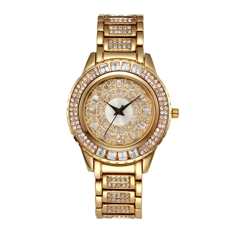 Luxury Women Automatic Iced Out Watch Mens Brand Watch Rome President Wristwatch Red Business Big Color Diamond Watches Men175F