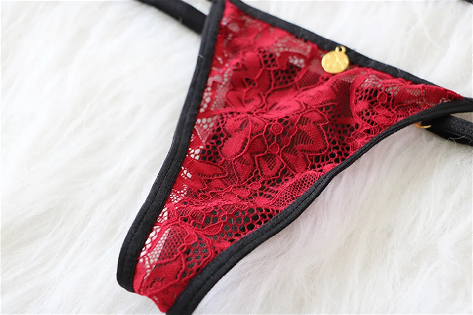 Kırmızı Dantel Seksi Sutyen Set Lingerie Set Kadınlar için Ayarlanabilir Sapanlar Bralette İç 3 Nokta Bikini Set Yumuşak Külot