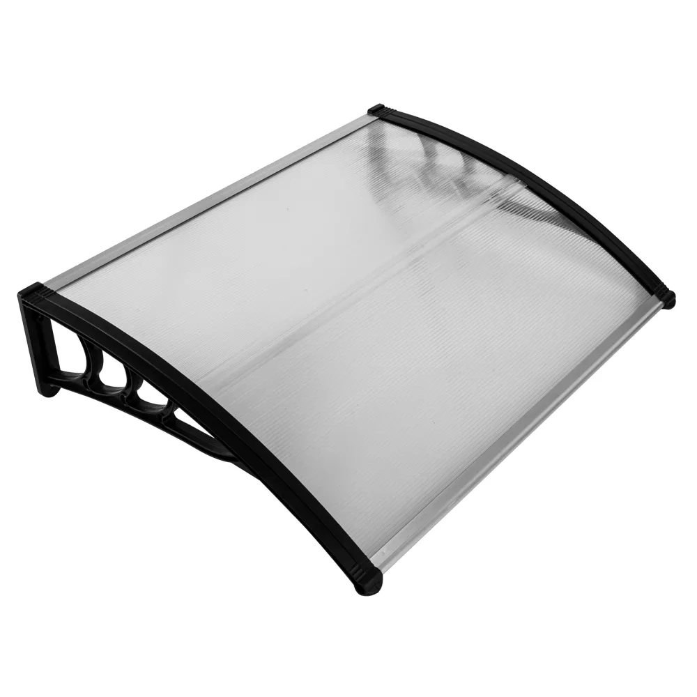 100x80cm extérieur de porte d'auvent auvent auvent auvent creux polycarbonate pattio couverture pluie protection de neige porte fenêtre support en plastique